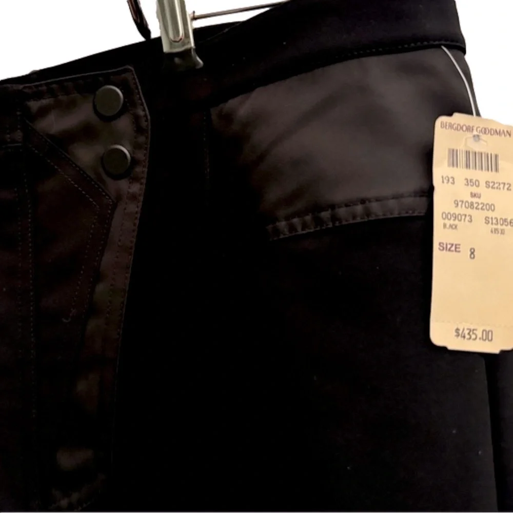 NWT ALEXANDER WANG Stretch Skinny Pant Satin Trim Zipper Ankles Snap Size 8